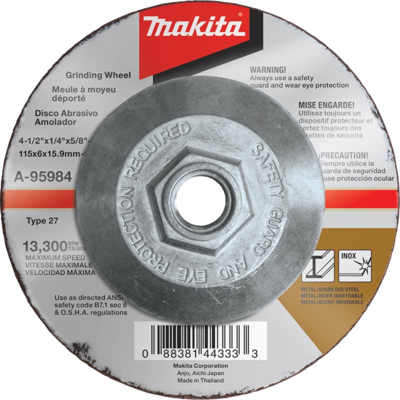 4-1/2" x 1/4" Inox 36 Grit Grinding Wheel, Aluminum Oxide
