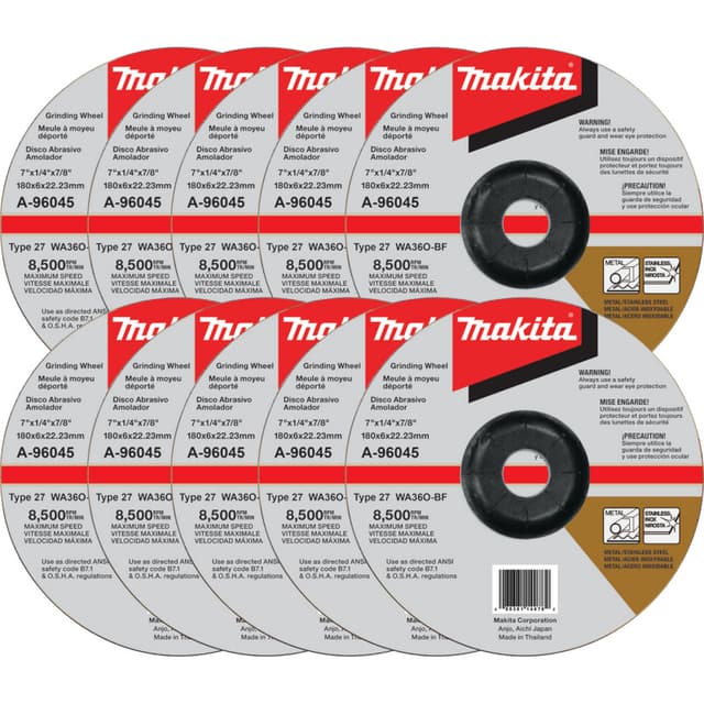 Grinding Wheel Type 27, Non-Hub, Inox, 10-Pack, Makita