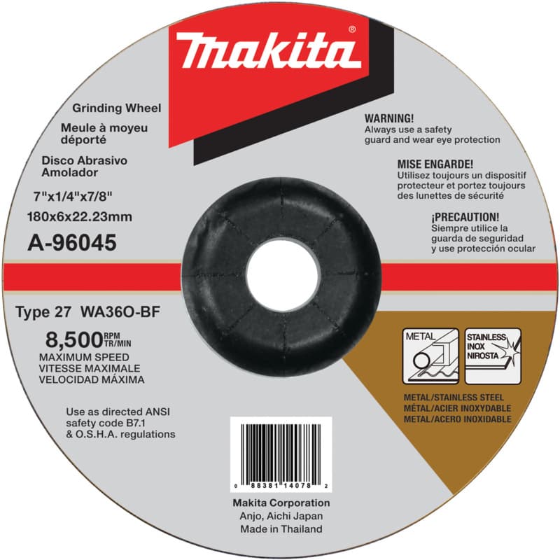 7" Inox 36 Grit Grinding Wheel, Aluminum Oxide