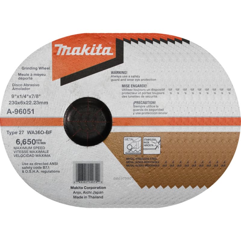 9" Inox 36 Grit Grinding Wheel, Aluminum Oxide (10/Pack)