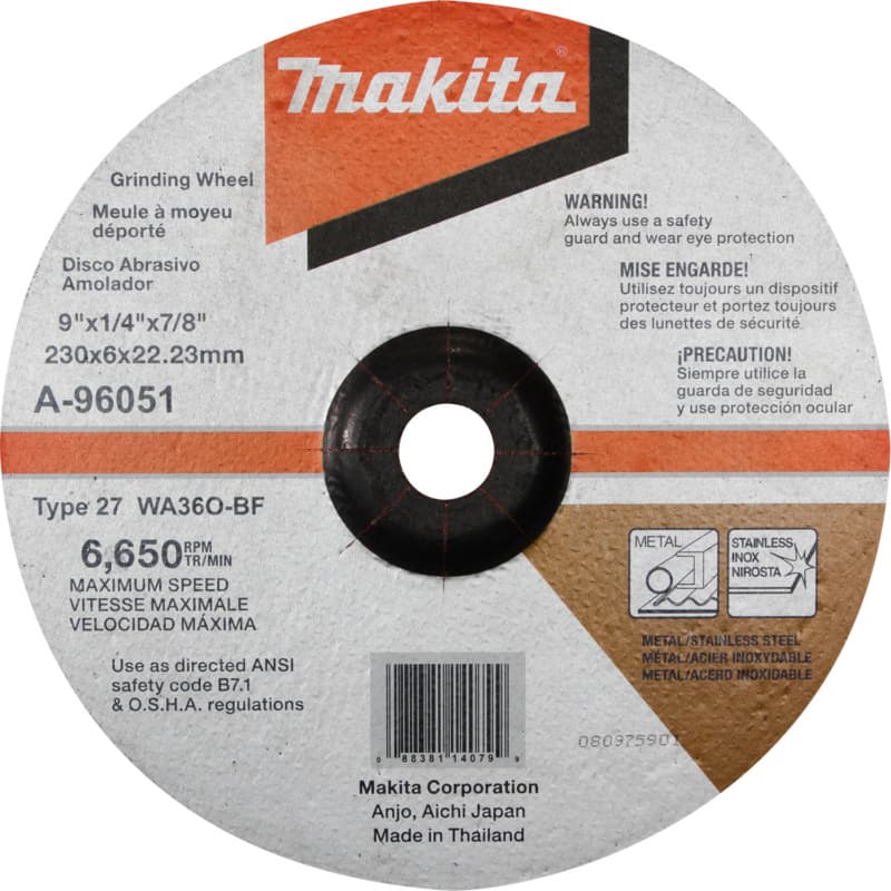 9" Inox 36 Grit Grinding Wheel, Aluminum Oxide