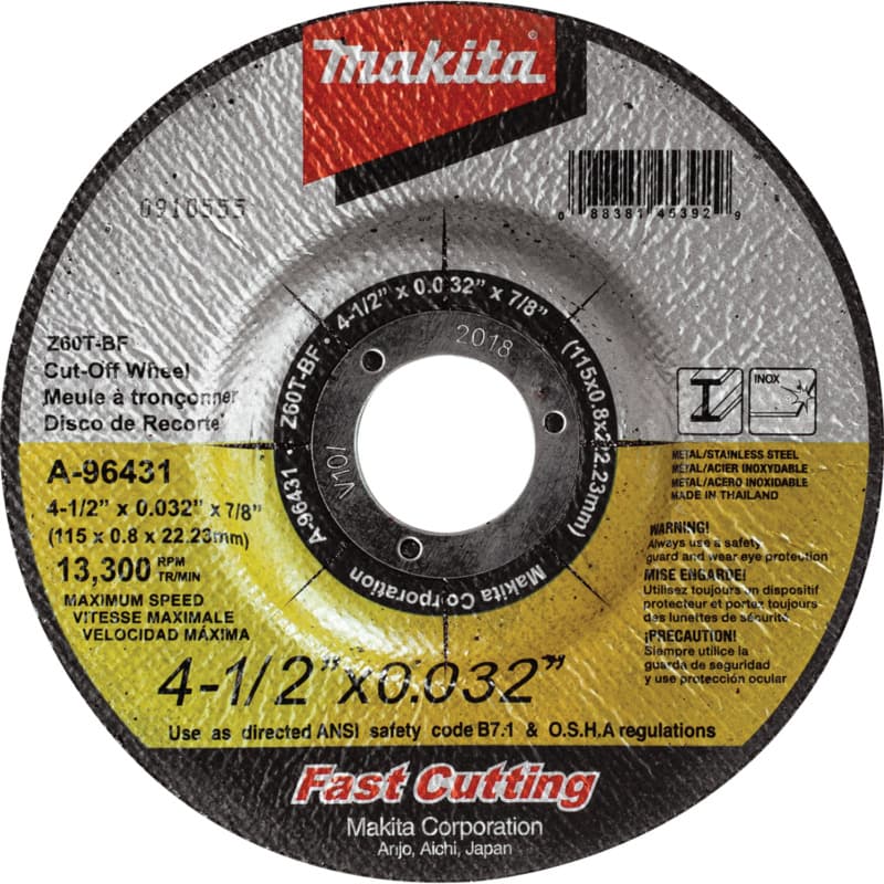 4-1/2" 60 Grit Depressed Center Ultra Thin Cut-Off Wheel, Zirconia Aluminum (25/Pack)