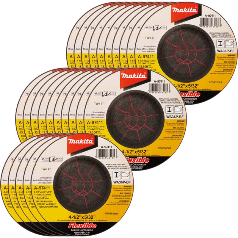 4-1/2" Inox 36 Grit Flex Grinding Wheel, Aluminum Oxide (25/Pack)