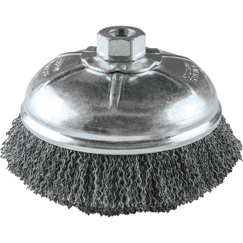 6" Crimped Wire Cup Brush, 5/8"-11" Arbor Hole