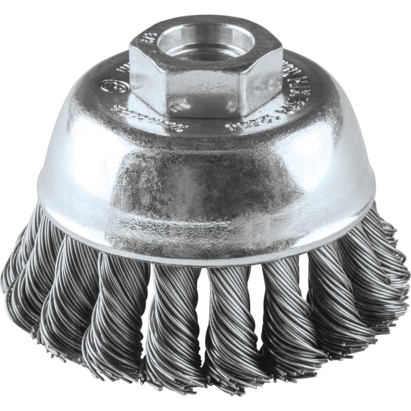 2-3/4" Knot Stainless Steel Wire Cup Brush, 5/8"-11" Arbor Hole