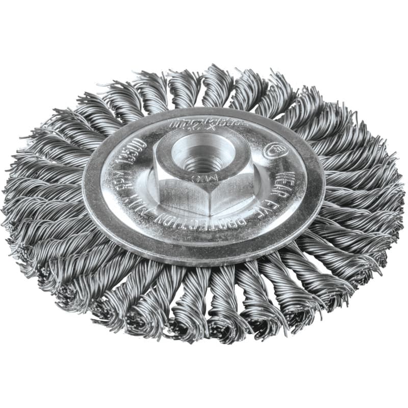 4" Stringer Bead Twist Wire Wheel, M10 x 1.25 Arbor Hole