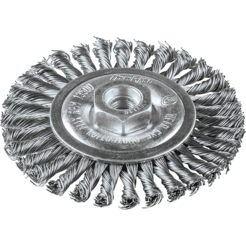 4" Stringer Bead Twist Stainless Steel Wire Wheel, M10 x 1.25 Arbor Hole