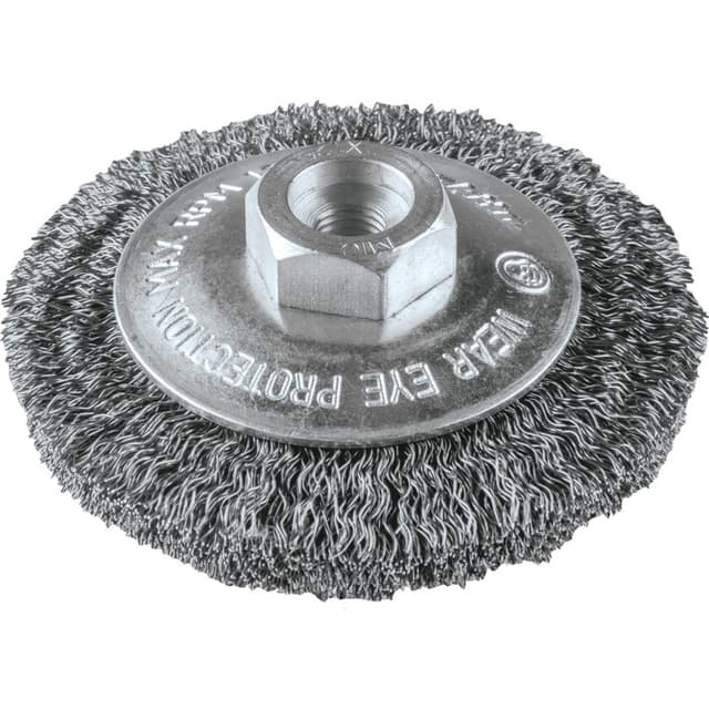 3-3/8" Crimped Wire Bevel Brush, M10 x 1.25 Arbor Hole