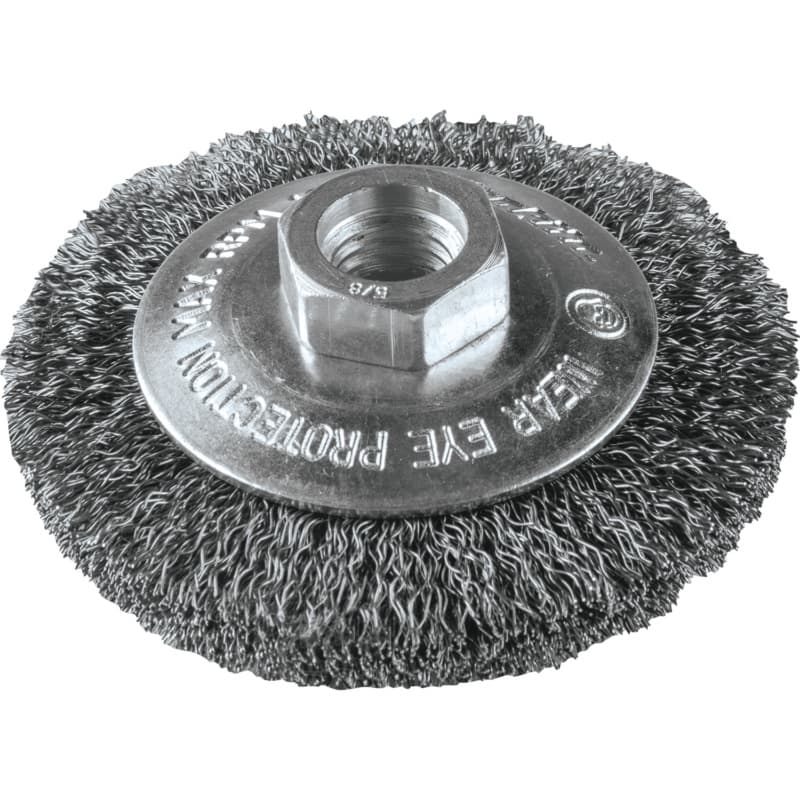 3-3/8" Crimped Wire Bevel Brush, 5/8" - 11 Arbor Hole