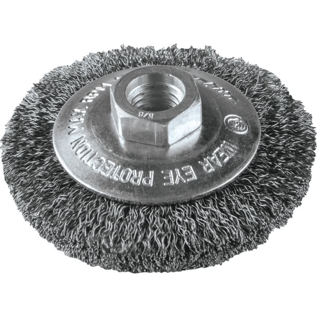 3-3/8" Crimped Wire Bevel Brush, 5/8" - 11 Arbor Hole