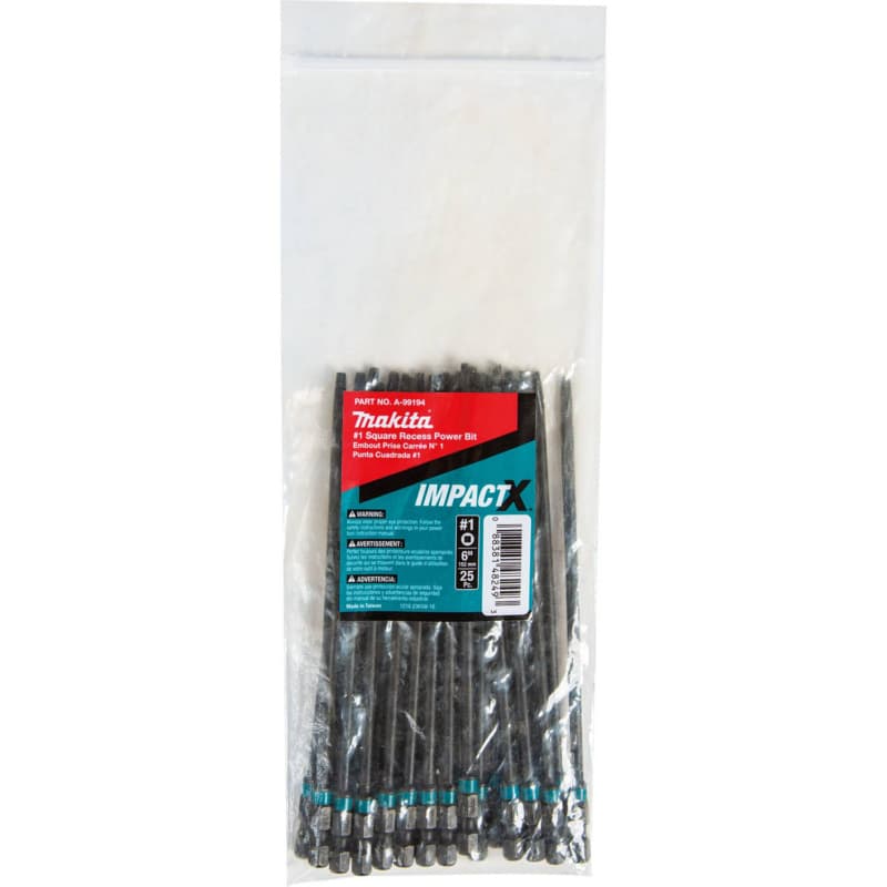 #1 x 6" ImpactX Square Drive Recess Power Bit (25/Pack)
