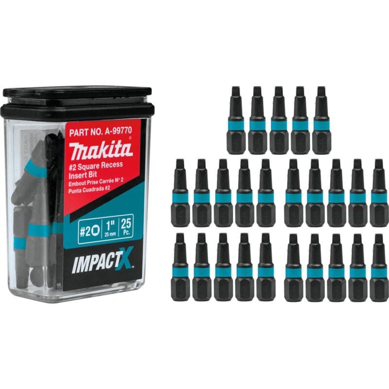 #2 x 1" ImpactX Square Drive Recess Insert Bit (25/Pack)