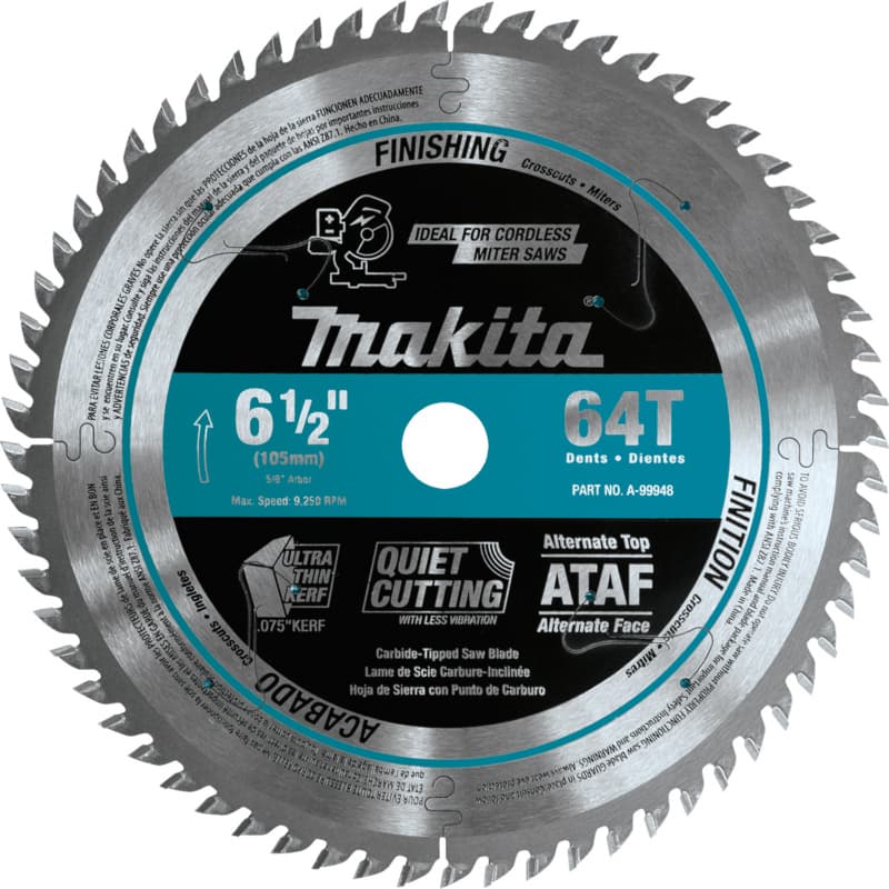 6-1/2" x 64 Teeth Carbide-Tipped Ultra-Thin Kerf Saw Blade