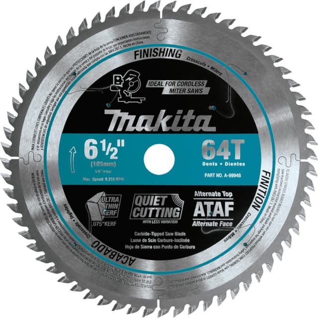 6-1/2" x 64 Teeth Carbide-Tipped Ultra-Thin Kerf Saw Blade