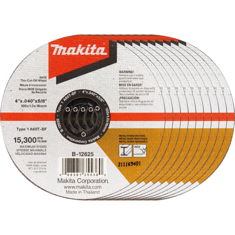 4" Inox 60 Grit Thin Cut-Off Wheel, Aluminum Oxide (10/Pack)