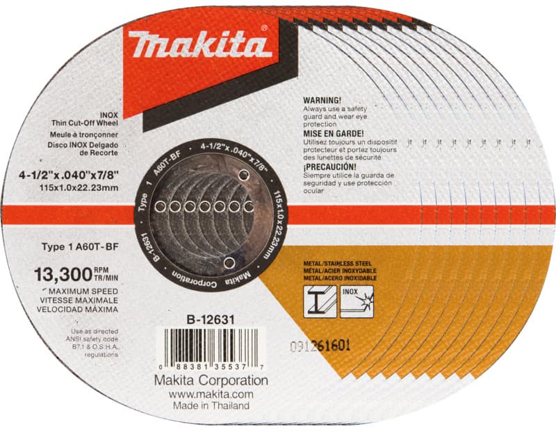 4-1/2" Inox 60 Grit Thin Cut-Off Wheel, Aluminum Oxide (10/Pack)