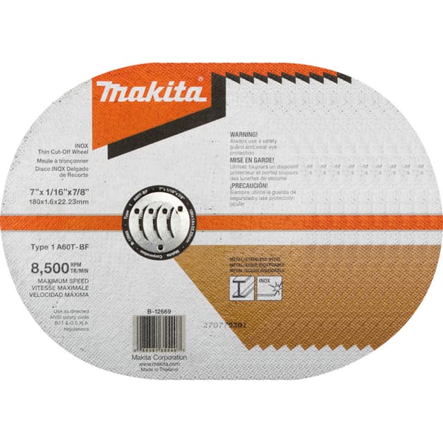 7" Inox 60 Grit Thin Cut-Off Wheel, Aluminum Oxide (10/Pack)