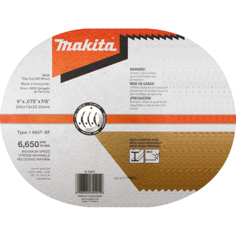 9" Inox 60 Grit Thin Cut-Off Wheel, Aluminum Oxide (10/Pack)