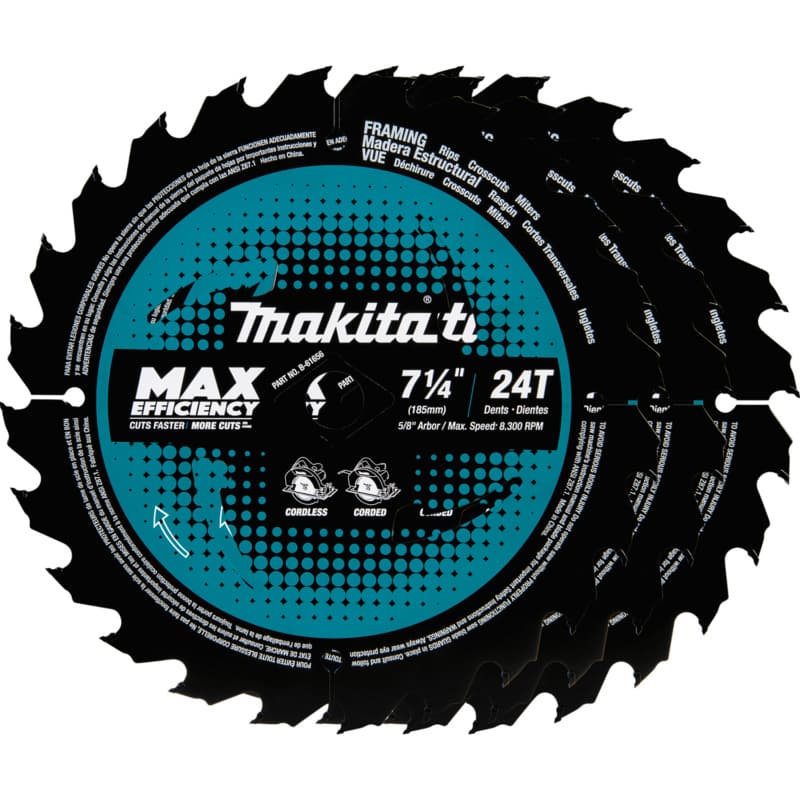 7-1/4" x 24 Teeth Carbide-Tipped Max Efficiency Circular Saw Blade (3/Pack)