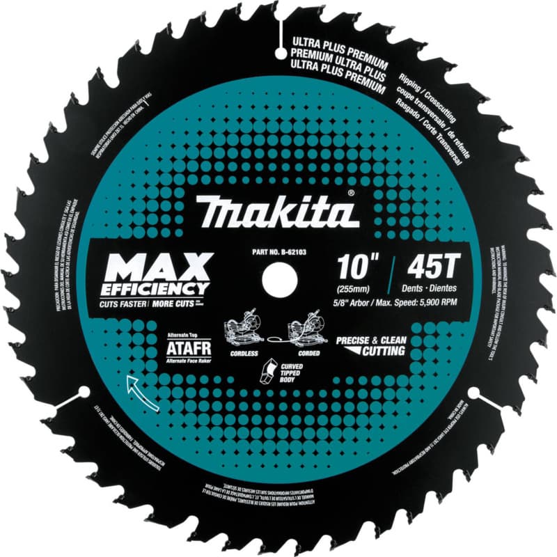 10" x 45 Teeth Cross-Cut Max Efficiency Miter Saw Blade