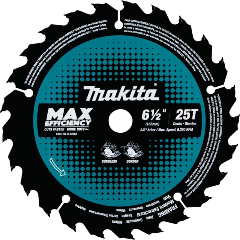 6-1/2" x 25 Teeth Rip/Cross/Plunge Cut Circular Saw Blade