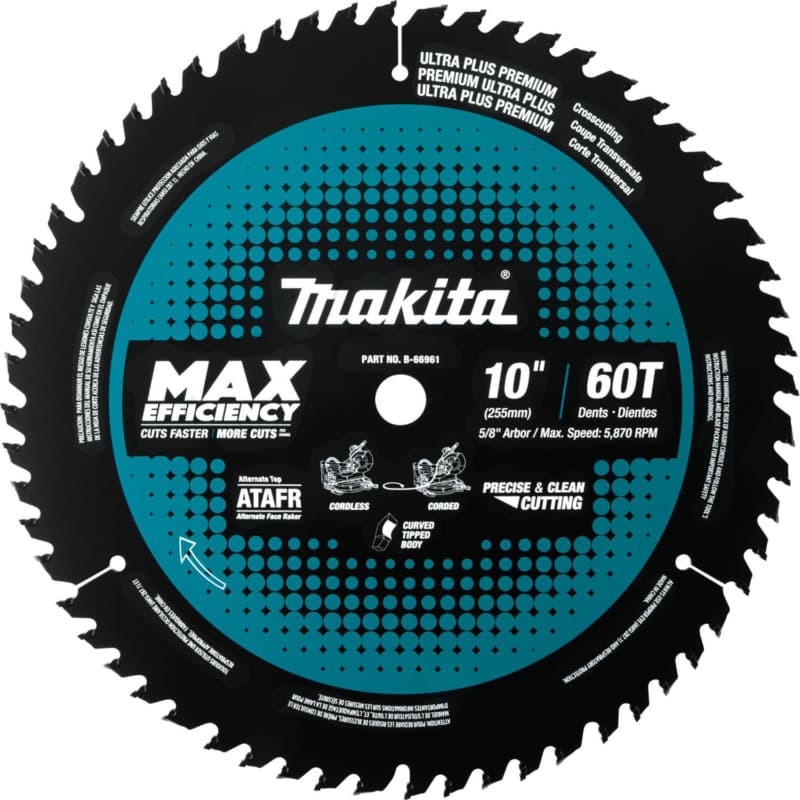 10" x 60 Teeth Cross-Cut Max Efficiency Miter Saw Blade