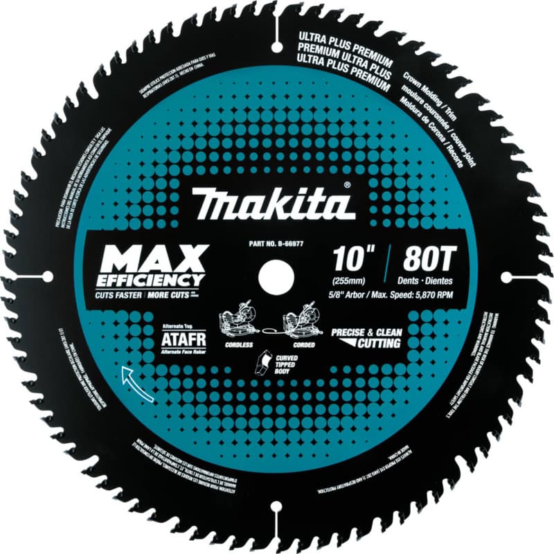 10" x 80 Teeth Cross-Cut Max Efficiency Miter Saw Blade