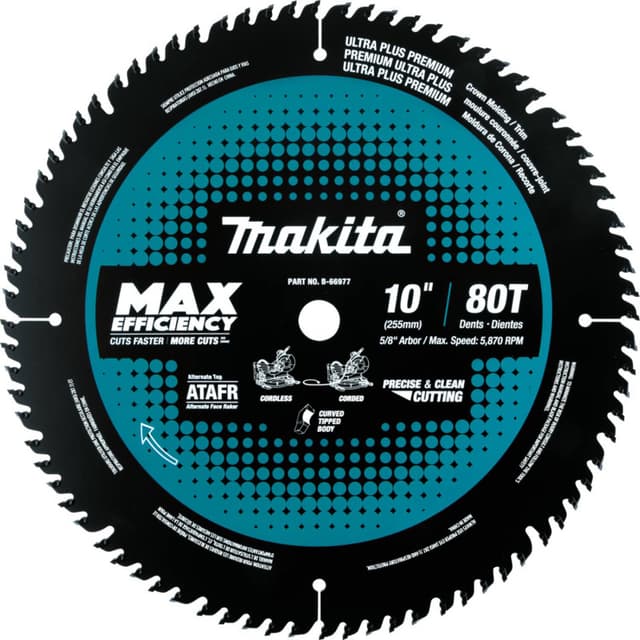 10" x 80 Teeth Cross-Cut Max Efficiency Miter Saw Blade