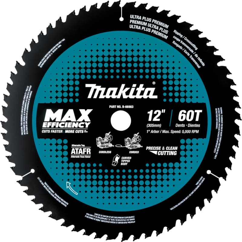 12" x 60 Teeth Carbide-Tipped Max Efficiency Miter Saw Blade