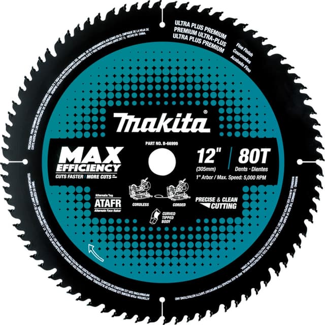 Makita Max Efficiency Carbide-Tipped Fine Crosscut Miter Saw Blade, 12"