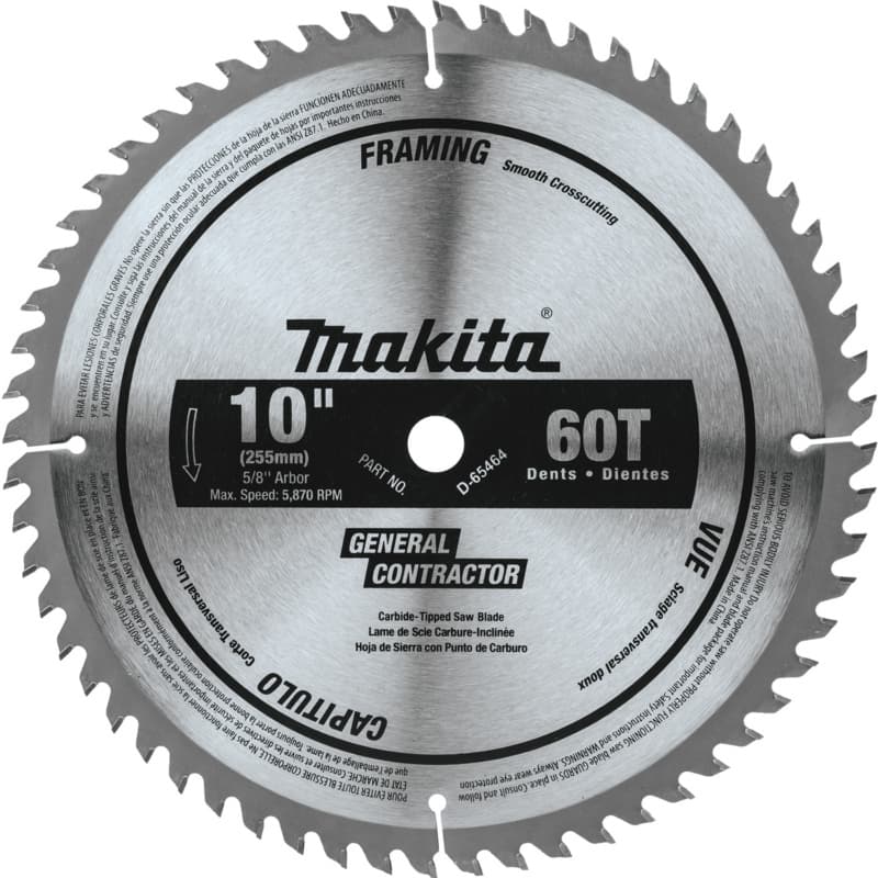 10" x 60 Teeth Micro-Polished Miter Saw Blade for Smooth Crosscutting