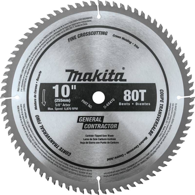 10" x 80 Teeth Micro-Polished Miter Saw Blade for Fine Crosscutting
