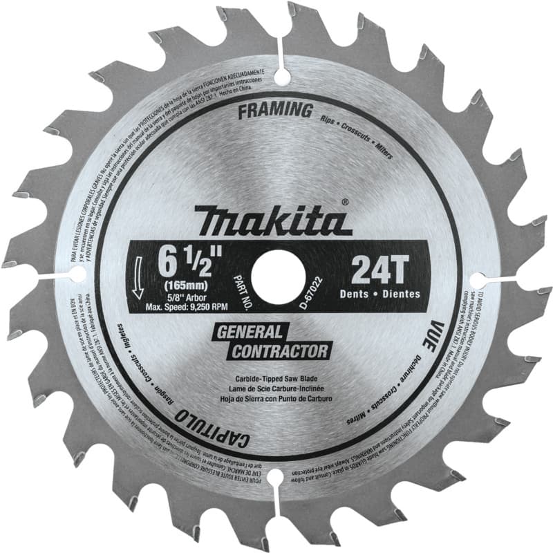 6-1/2" x 24 Teeth Cross-Cut/Rip/Miter General Purpose Circular Saw Blade