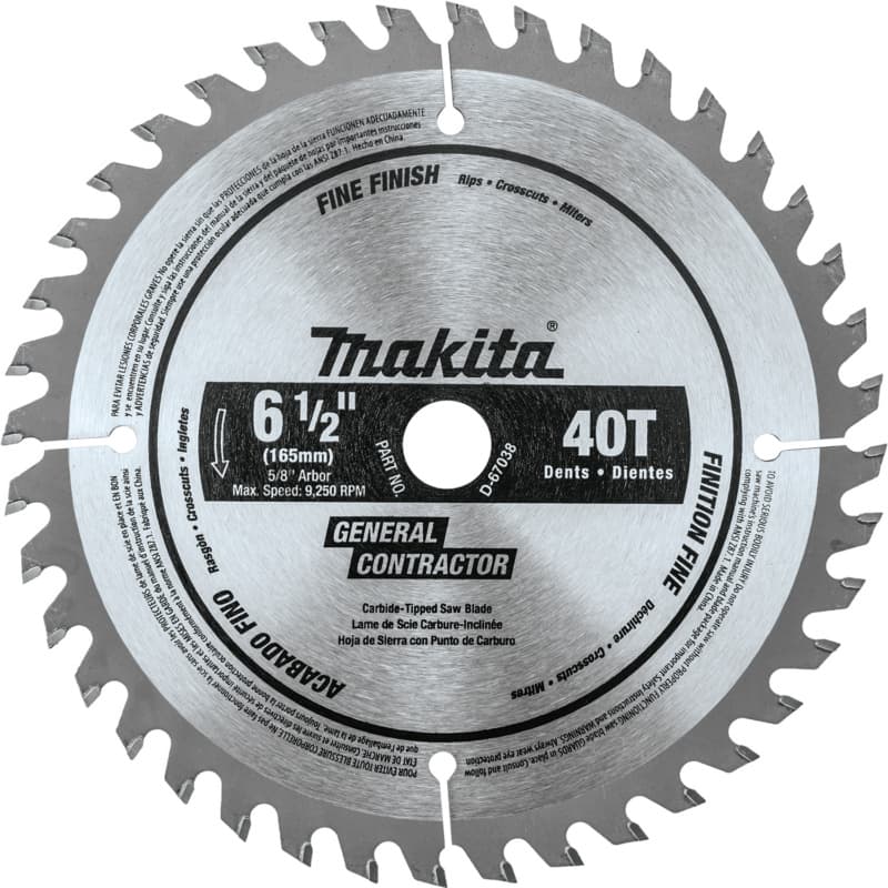 6-1/2" x 40 Teeth Cross-Cut/Rip/Miter Circular Saw Blade