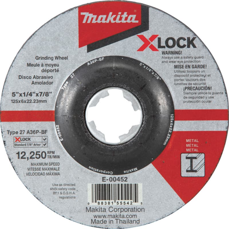 5" X-LOCK Type 27 General Purpose 36 Grit Metal Abrasive Grinding Wheel