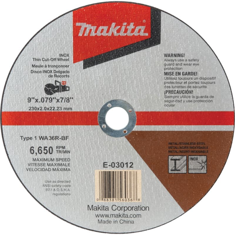 9" 36 Grit Inox Thin Cut-Off Wheel, Aluminum Oxide, 7/8" Arbor