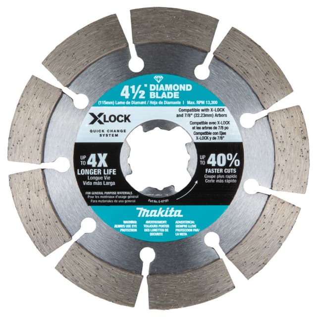 Makita X-LOCK Segmented Diamond Blade for Concrete/Masonry, 4-1/2"