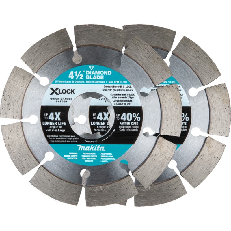 4-1/2" X-Lock Segmented Diamond Blade for Masonry Cutting (2/Pack)