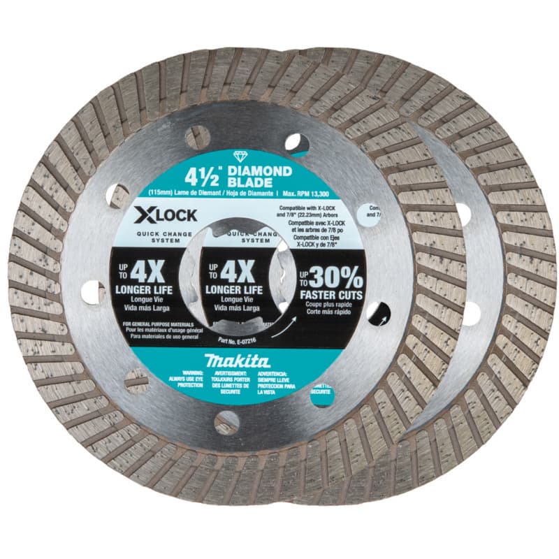 4-1/2" X-Lock Turbo Rim Diamond Blade for Masonry Cutting (2/Pack)