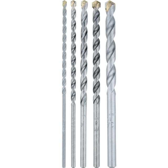5-Piece Assorted Carbide Tipped Percussion Masonry Hammer Drill Bit Set