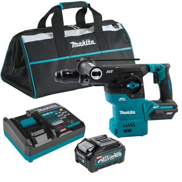 40 V Max XGT Brushless Cordless 1-3/16" SDS-PLUS AVT Rotary Hammer Kit with Interchangeable Chuck/AWS Capable (4.0Ah)