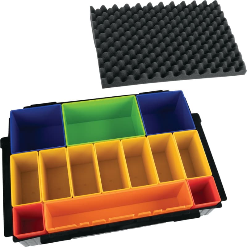 MAKPAC Interlocking Case Insert Tray with Colored Compartments/Foam Lid