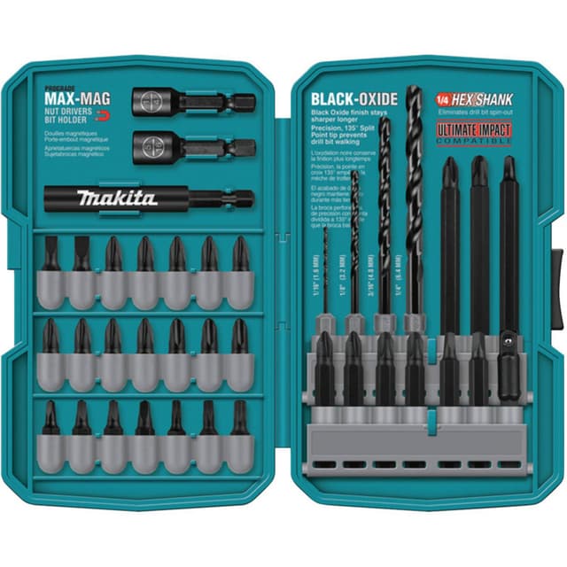 38-Piece Impact Drill/Driver Bit Set, 1/4" Shank
