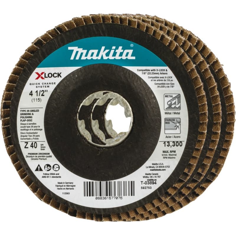4-1/2" 40 Grit Grinding/Polishing Flap Disc (3/Pack)