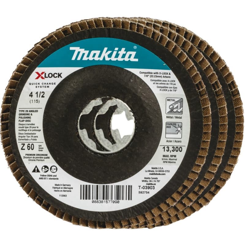 4-1/2" 60 Grit Grinding/Polishing Flap Disc (3/Pack)