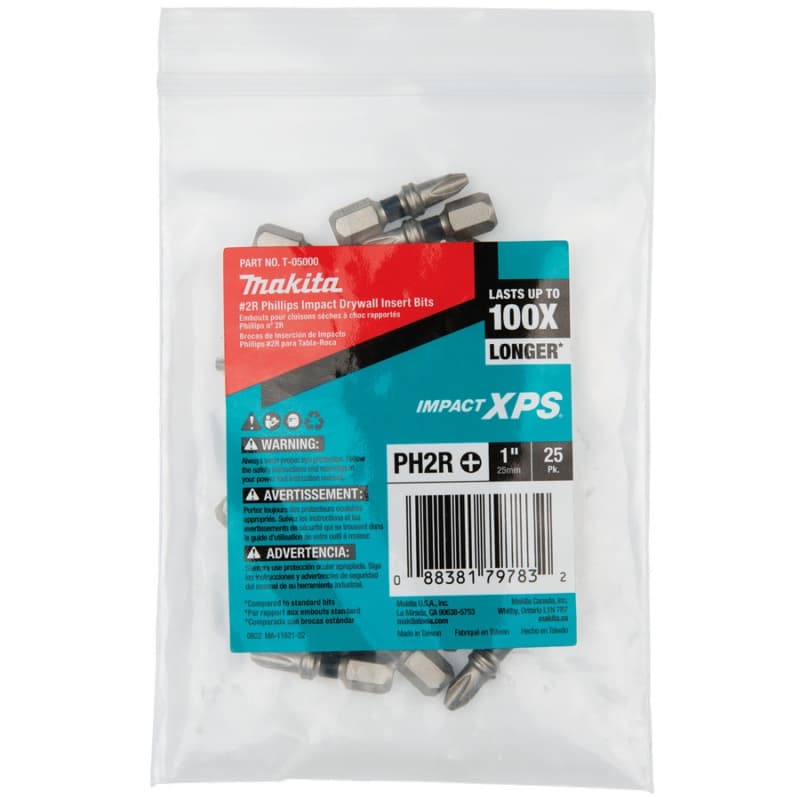 #2 x 1" Impact XPS Phillips Drive Drywall Insert Bit, 1/4" Shank (25/Pack)