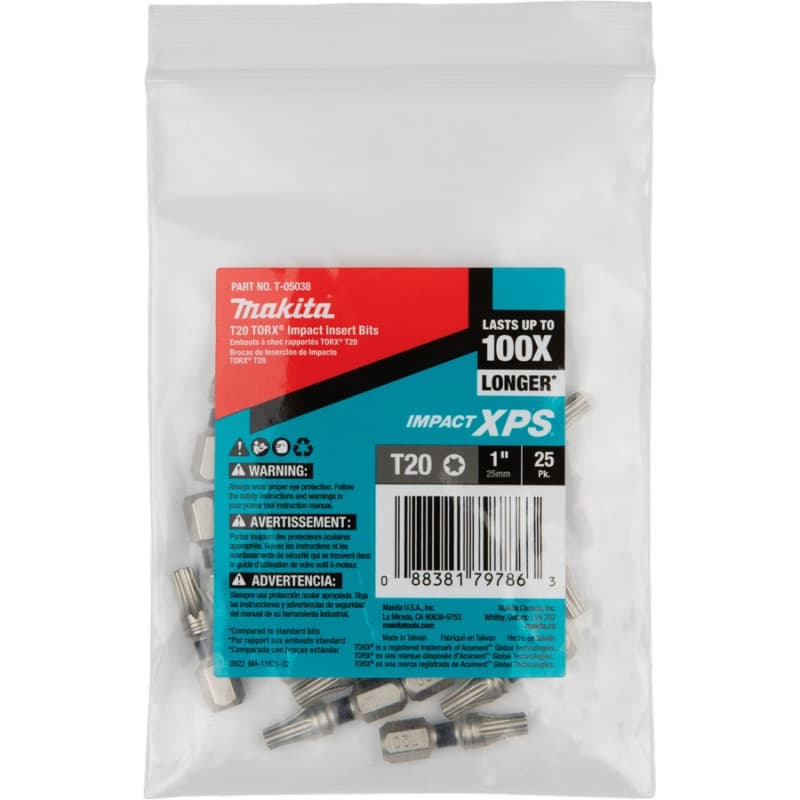T20 x 1" Impact XPS Torx Drive Insert Bit (25/Pack)