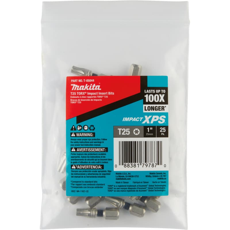 T25 x 1" Impact XPS Torx Drive Insert Bit (25/Pack)