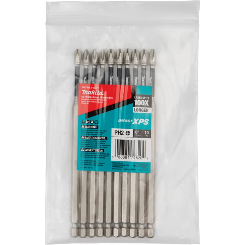 #2 x 6" Impact XPS Phillips Drive Power Bit (10/Pack)