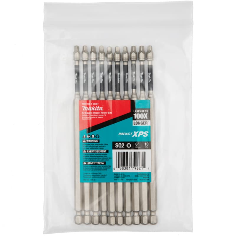 #2 x 6" Impact XPS Square Drive Power Bit (10/Pack)